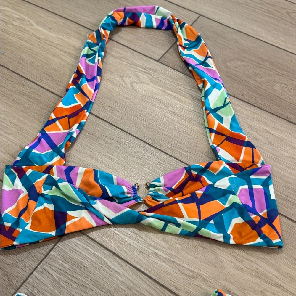 Lovers and Friends Geometric Bikini Sz M Colorful Twist Top High Waisted - Picture 9 of 11